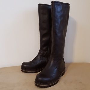 Women's Brown Leather shearling lined riding Boots